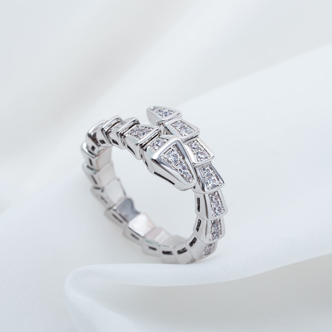 [✨Rose💎]BAGUE SERPENTI ARGENT PAVÉ DIAMANTS 4MM