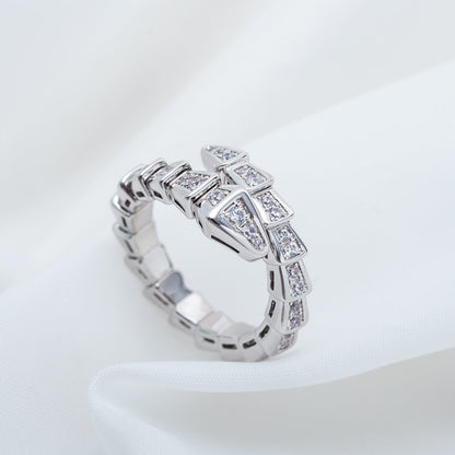 [✨Rose💎]BAGUE SERPENTI ARGENT PAVÉ DIAMANTS 4MM