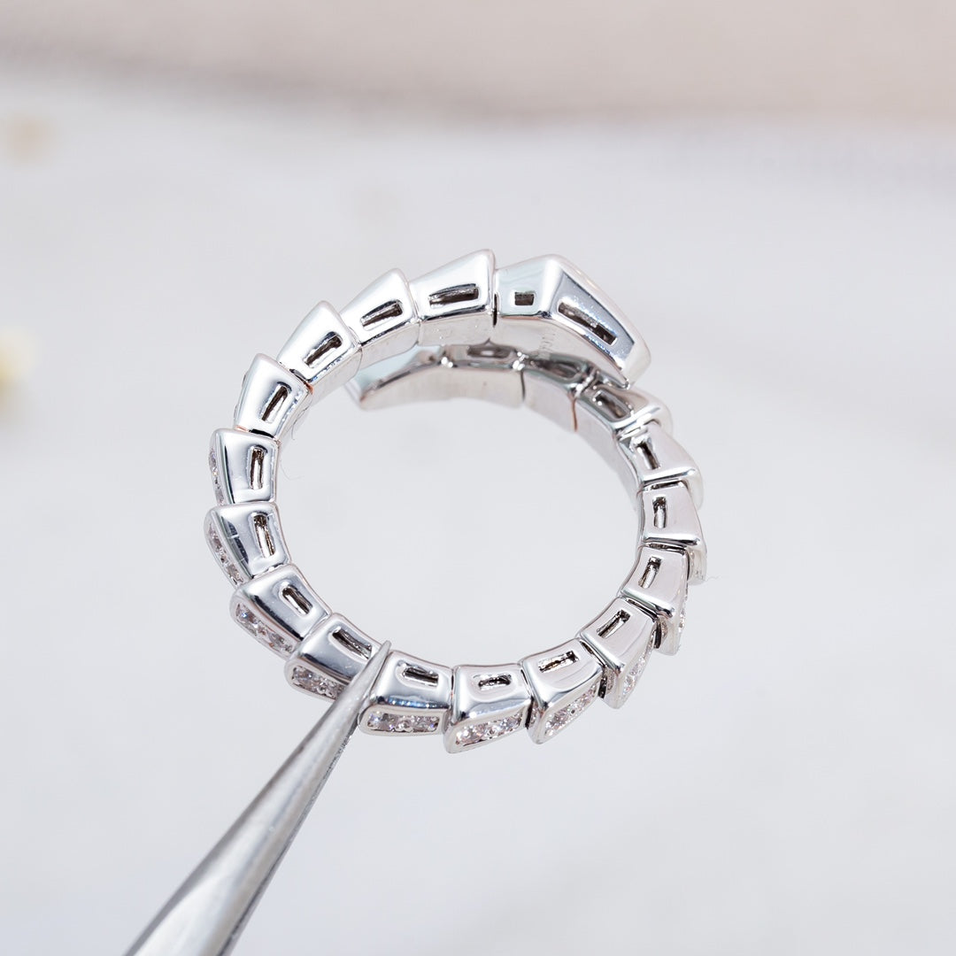 [✨Rose💎]BAGUE SERPENTI ARGENT PAVÉ DIAMANTS 4MM