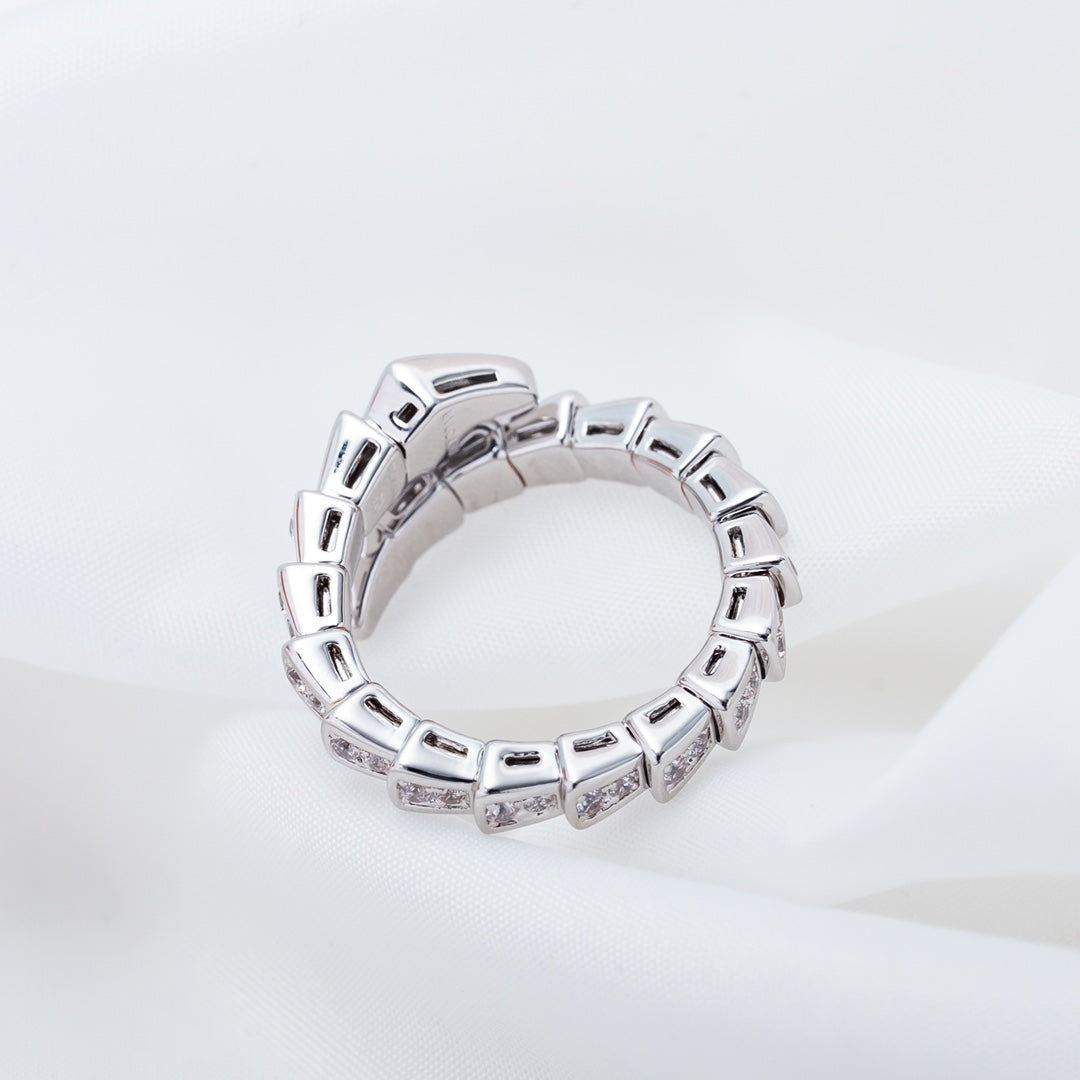 [✨Rose💎]BAGUE SERPENTI ARGENT PAVÉ DIAMANTS 4MM