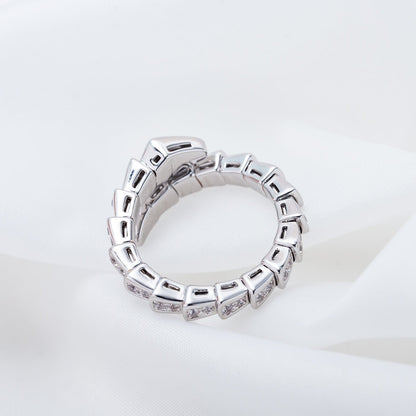 [✨Rose💎]BAGUE SERPENTI ARGENT PAVÉ DIAMANTS 4MM