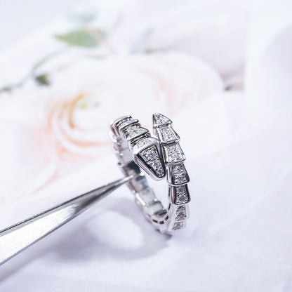 [✨Rose💎]BAGUE SERPENTI ARGENT PAVÉ DIAMANTS 4MM