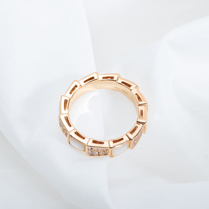 [✨Rose💎]BAGUE SERPENTI OR ROSE NACRE PAVÉE DIAMANTS 4MM