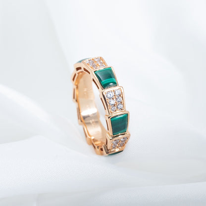 [✨Rose💎]BAGUE SERPENTI OR ROSE MALACHITE PAVÉE DIAMANTS 4MM