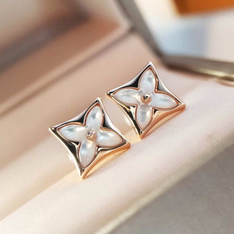 [✨Rose💎]STAR MOP PINK GOLD EARRINGS