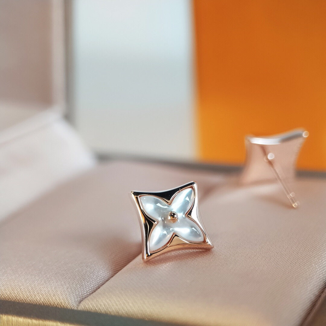 [✨Rose💎]STAR MOP PINK GOLD EARRINGS