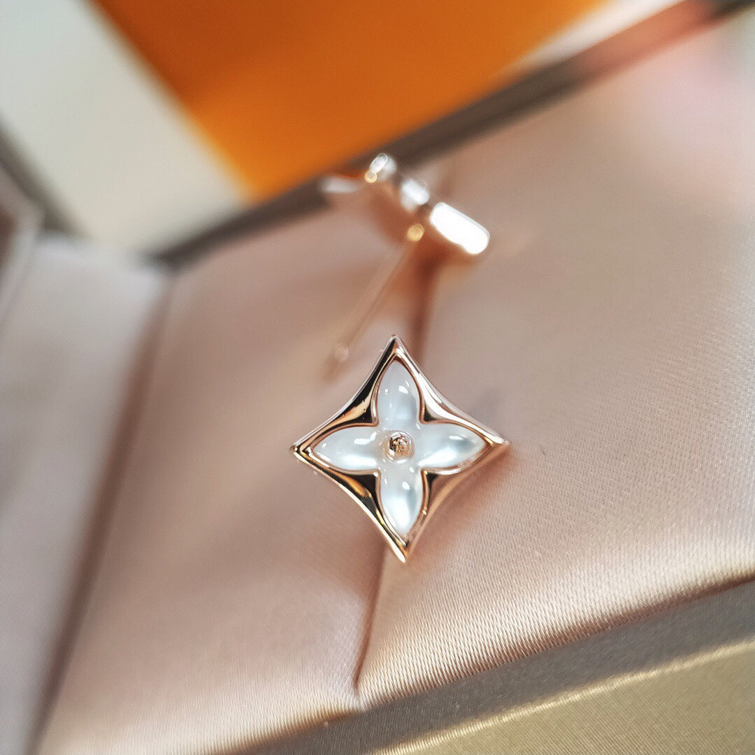 [✨Rose💎]STAR MOP PINK GOLD EARRINGS