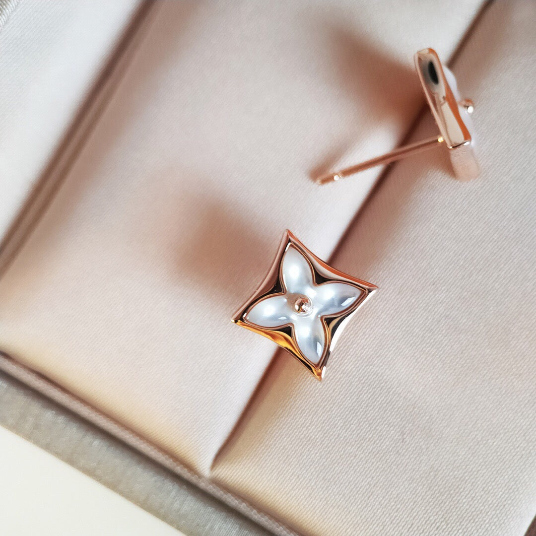 [✨Rose💎]STAR MOP PINK GOLD EARRINGS