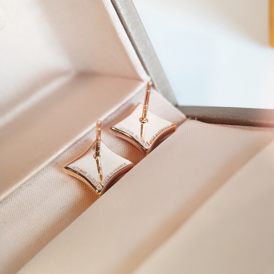 [✨Rose💎]STAR MOP PINK GOLD EARRINGS