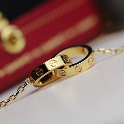 [✨Rose💎] COLLIER D'AMOUR DOUBLE ANNEAU OR