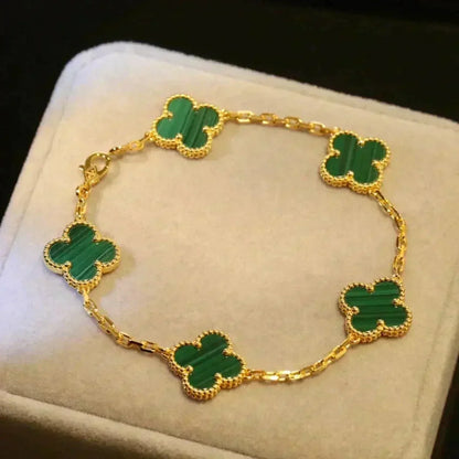 [✨Rose💎] CLOVER 5 MOTIF MALACHITE BRACELET COLLECTION