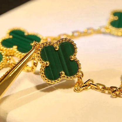 [✨Rose💎] CLOVER 5 MOTIF MALACHITE BRACELET COLLECTION