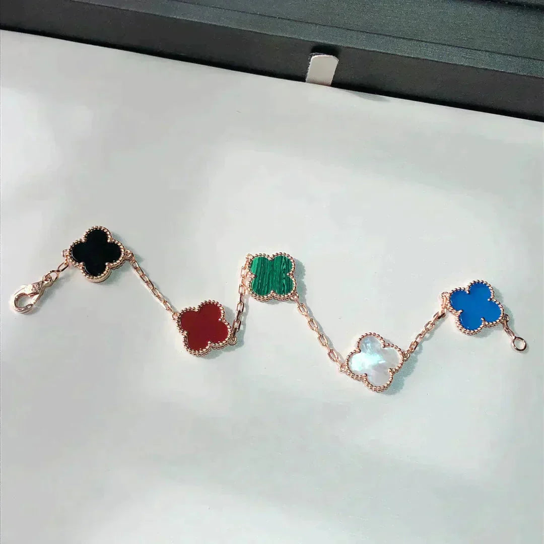 [✨Rose💎]BRACELET TRÈFLE 5 MOTIFS MULTICOLORE