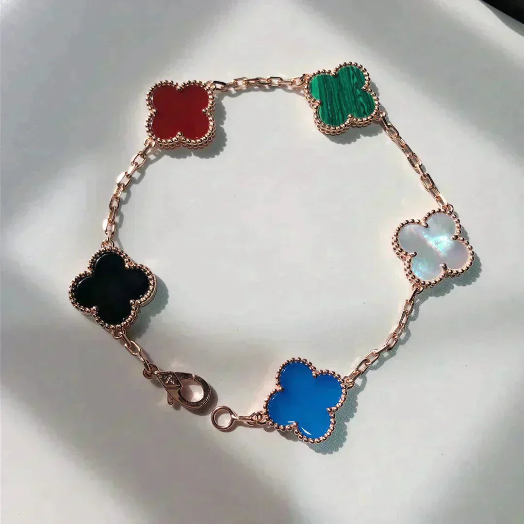 [✨Rose💎]BRACELET TRÈFLE 5 MOTIFS MULTICOLORE