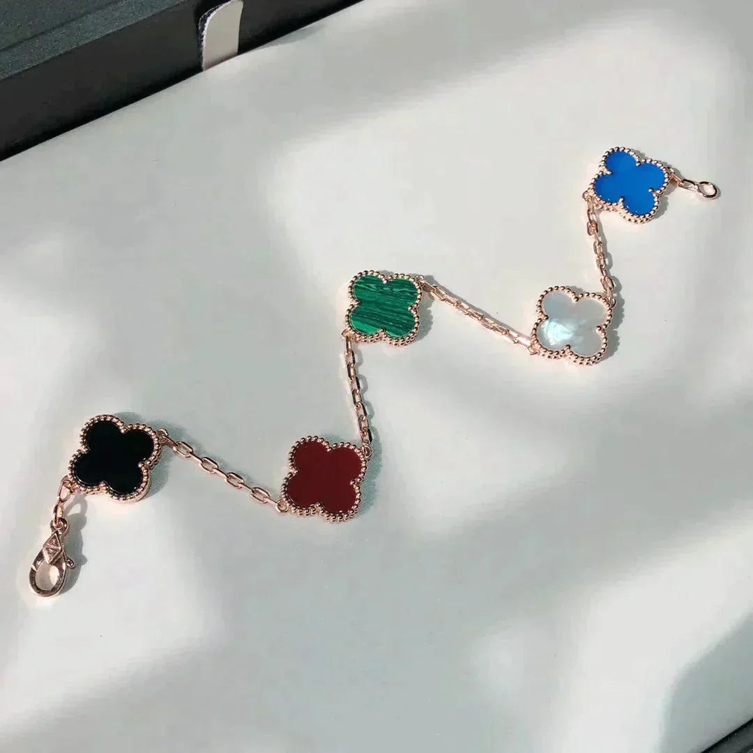[✨Rose💎]BRACELET TRÈFLE 5 MOTIFS MULTICOLORE
