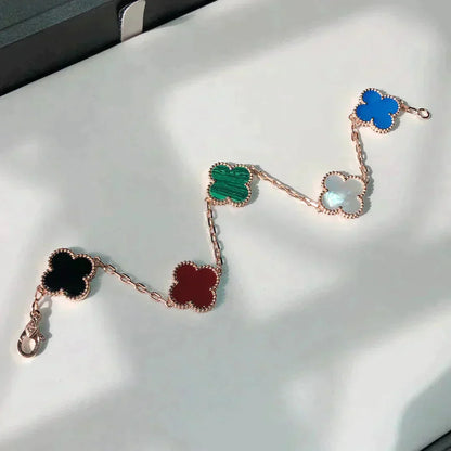 [✨Rose💎]BRACELET TRÈFLE 5 MOTIFS MULTICOLORE
