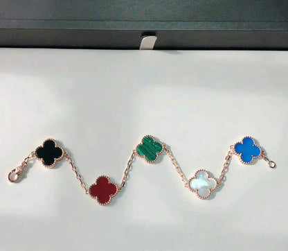 [✨Rose💎]BRACELET TRÈFLE 5 MOTIFS MULTICOLORE