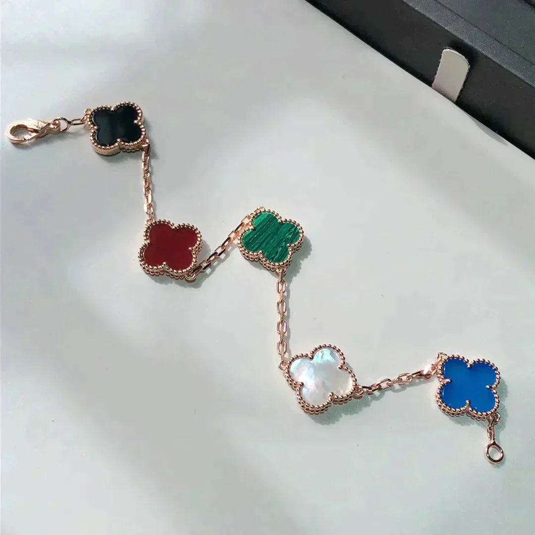 [✨Rose💎]BRACELET TRÈFLE 5 MOTIFS MULTICOLORE
