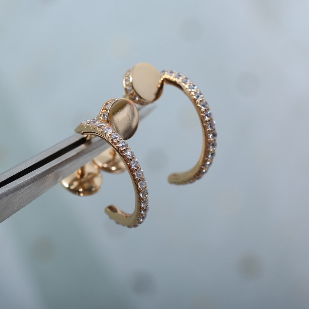 [✨Rose💎]Boucles d'oreilles JUSTE 12,75 mm en or rose et diamants