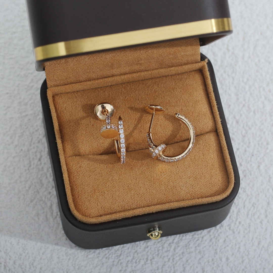 [✨Rose💎]Boucles d'oreilles JUSTE 12,75 mm en or rose et diamants