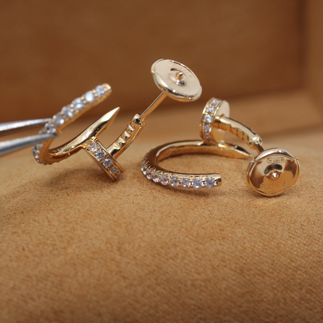 [✨Rose💎]Boucles d'oreilles JUSTE 12,75 mm en or rose et diamants