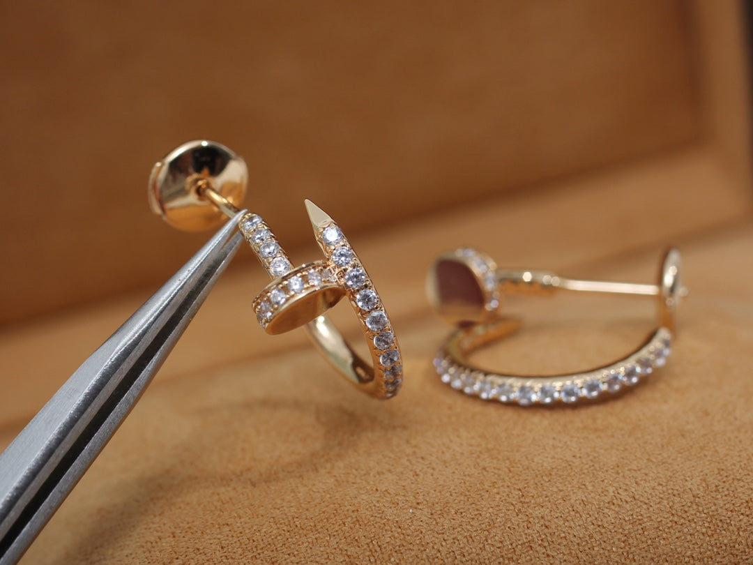 [✨Rose💎]Boucles d'oreilles JUSTE 12,75 mm en or rose et diamants