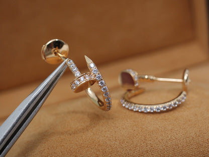 [✨Rose💎]Boucles d'oreilles JUSTE 12,75 mm en or rose et diamants