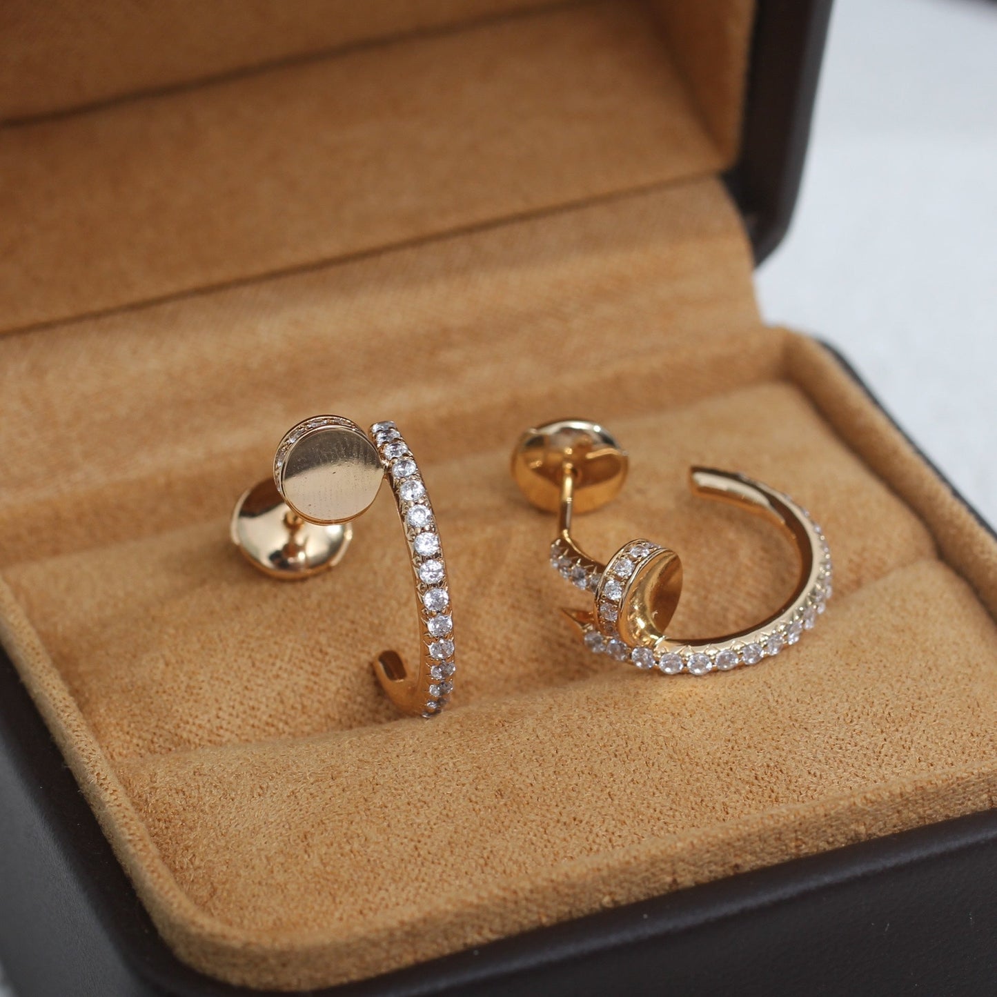 [✨Rose💎]Boucles d'oreilles JUSTE 12,75 mm en or rose et diamants