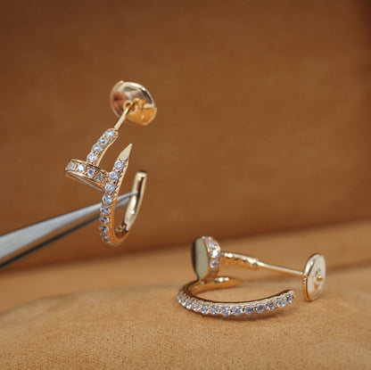[✨Rose💎]Boucles d'oreilles JUSTE 12,75 mm en or rose et diamants