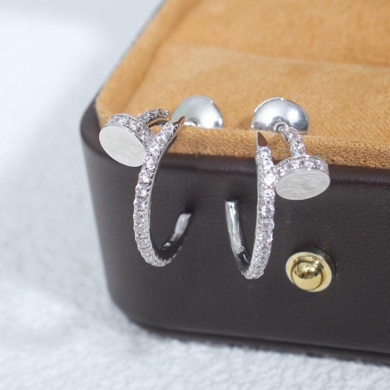 [✨Rose💎]Boucles d'oreilles JUSTE 12,75 mm argent diamant
