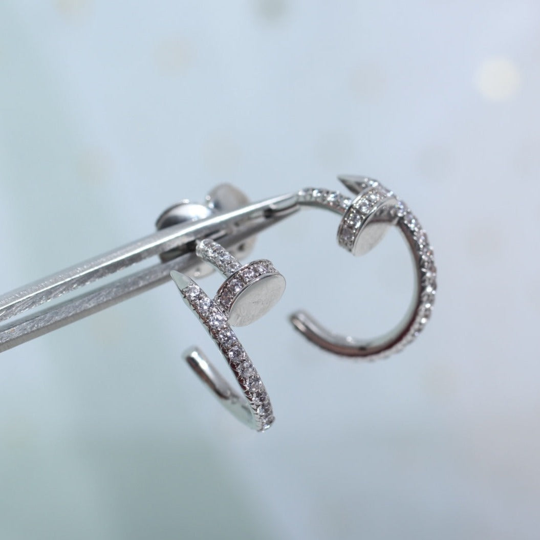 [✨Rose💎]Boucles d'oreilles JUSTE 12,75 mm argent diamant