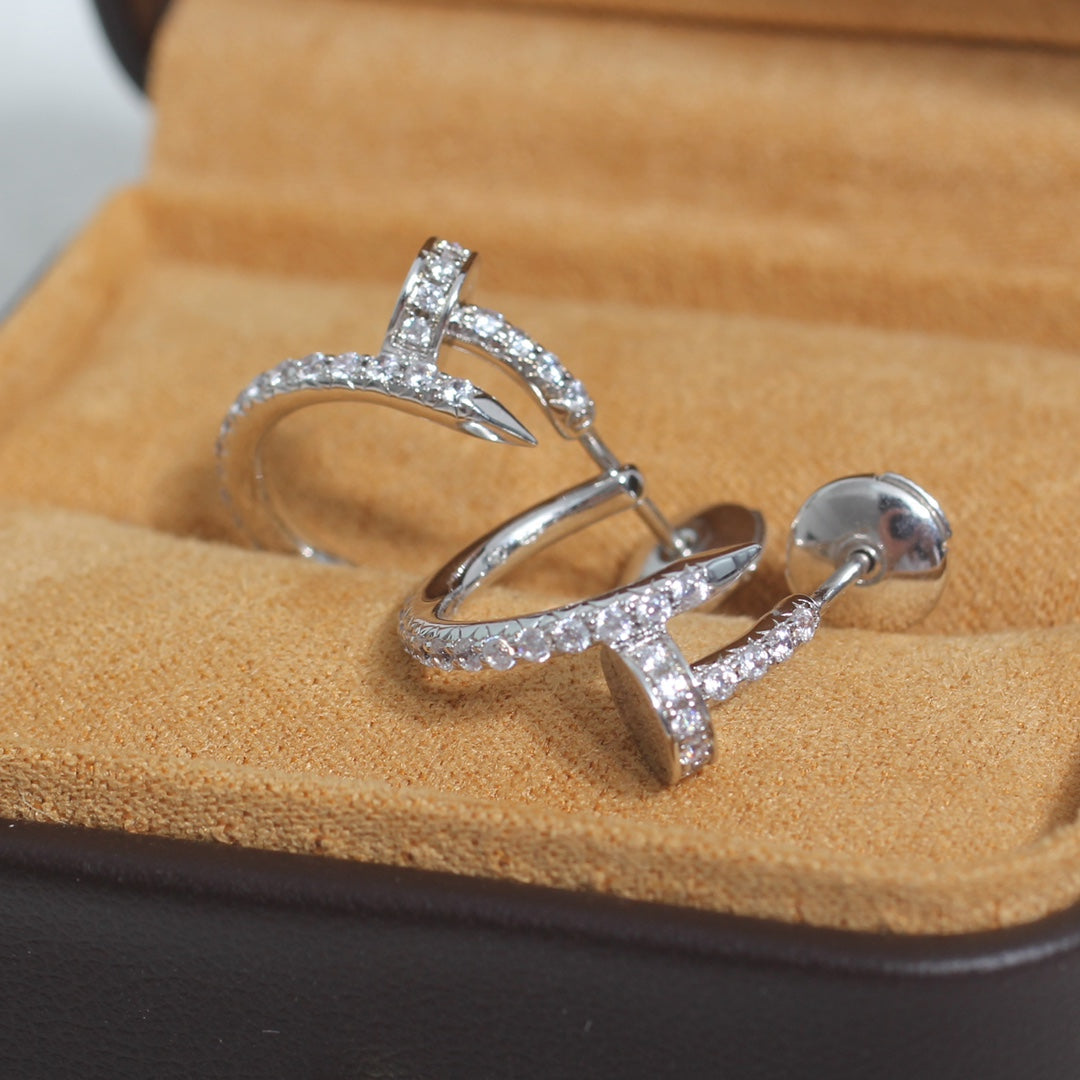 [✨Rose💎]Boucles d'oreilles JUSTE 12,75 mm argent diamant