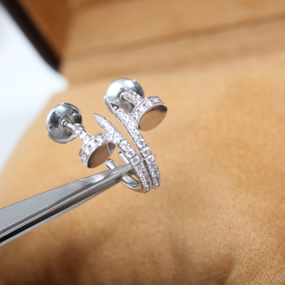[✨Rose💎]Boucles d'oreilles JUSTE 12,75 mm argent diamant