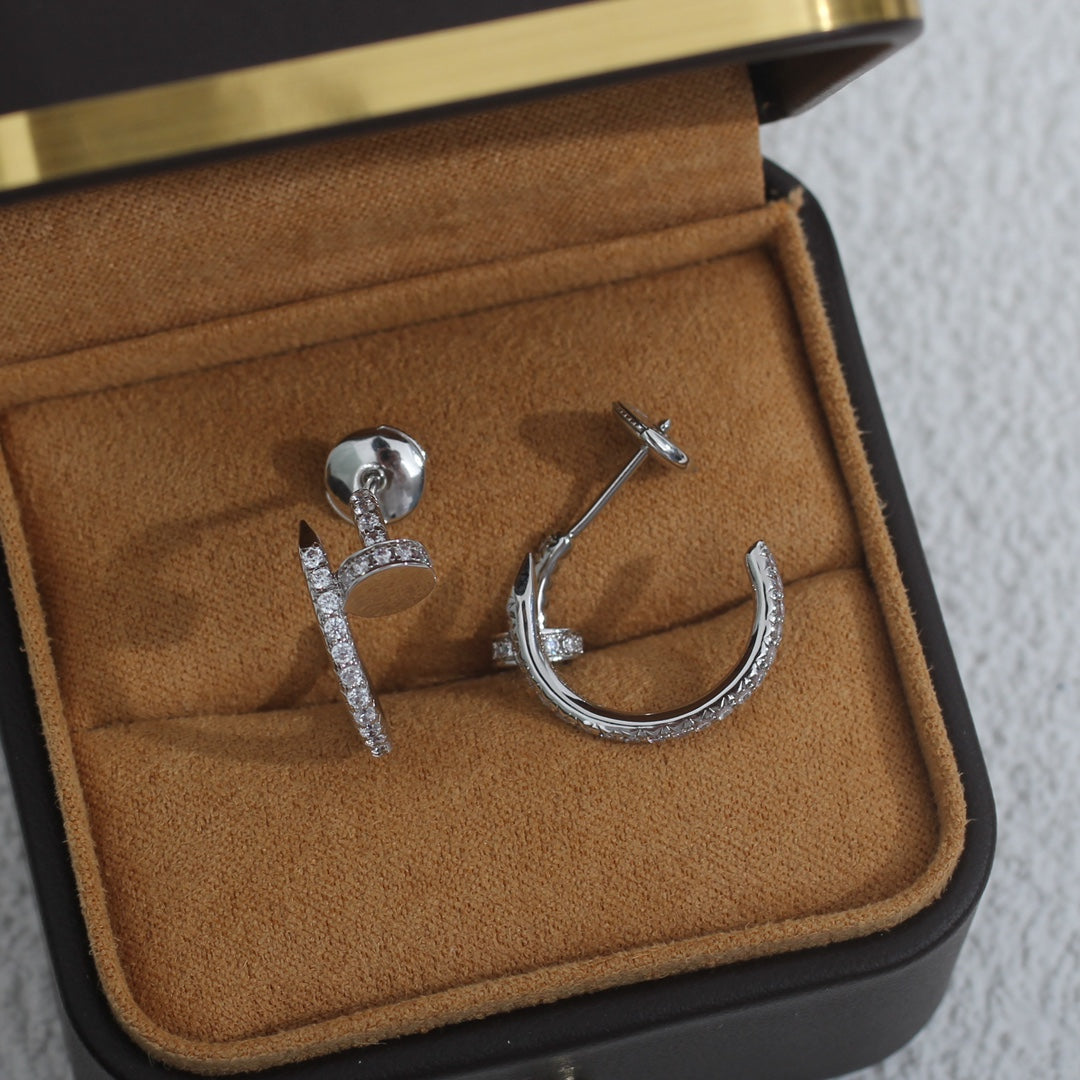 [✨Rose💎]Boucles d'oreilles JUSTE 12,75 mm argent diamant
