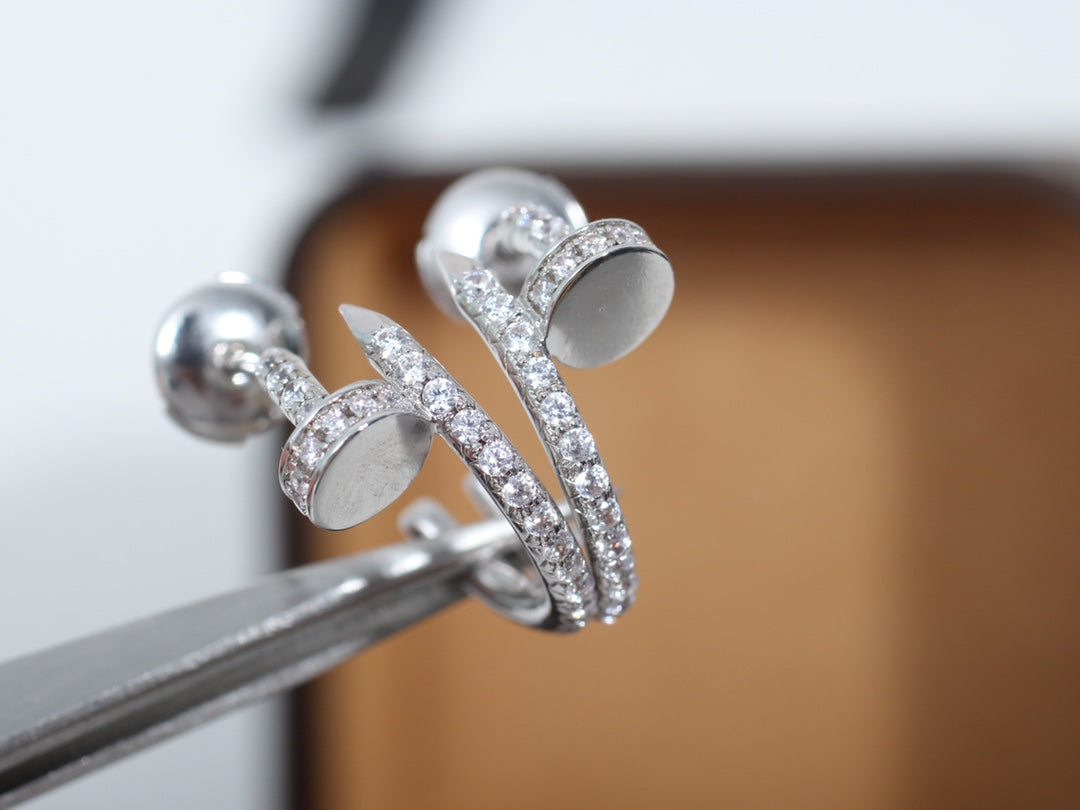 [✨Rose💎]Boucles d'oreilles JUSTE 12,75 mm argent diamant