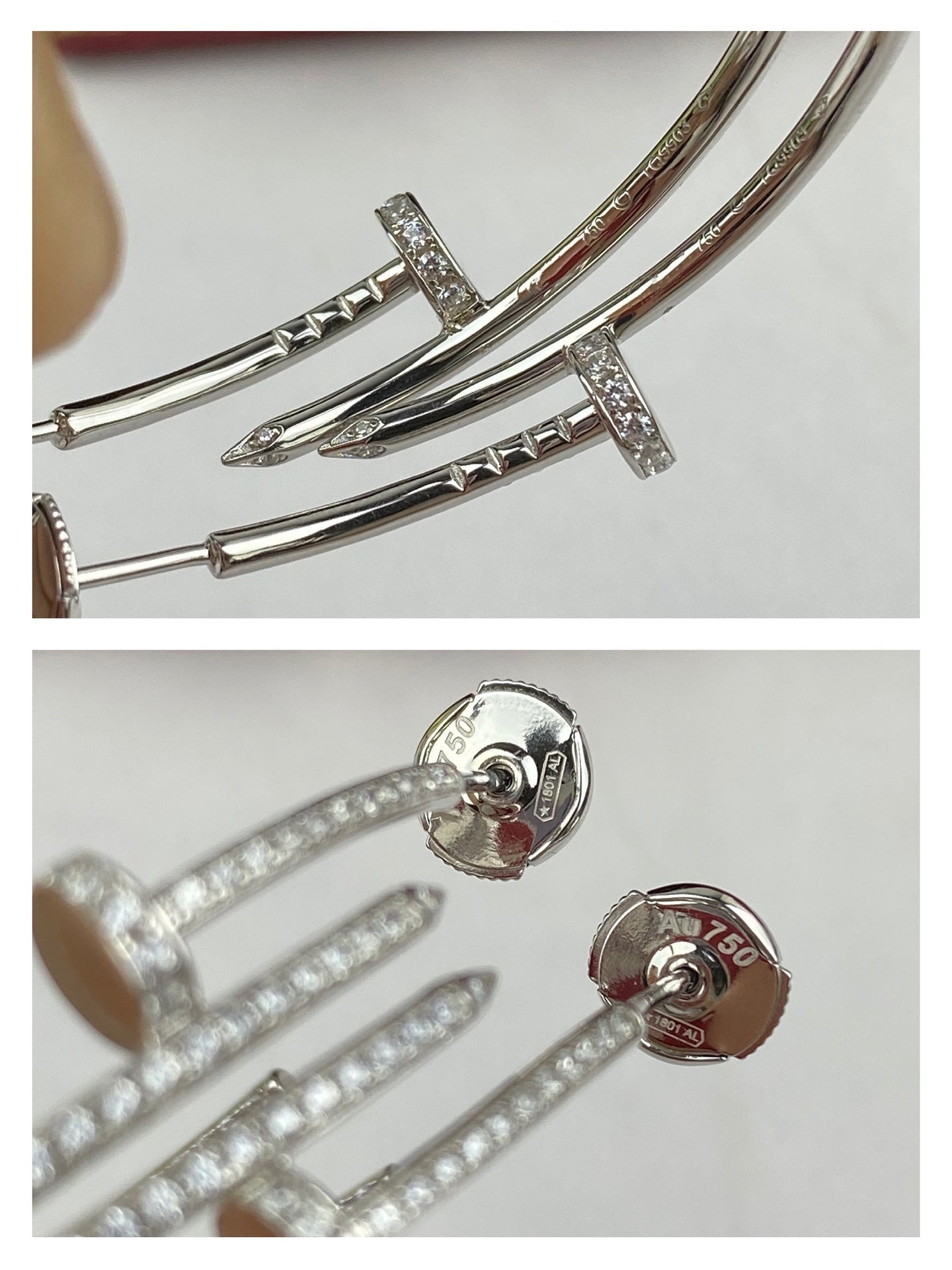 [✨Rose💎]Boucles d'oreilles JUSTE entièrement serties de diamants 1,8 mm