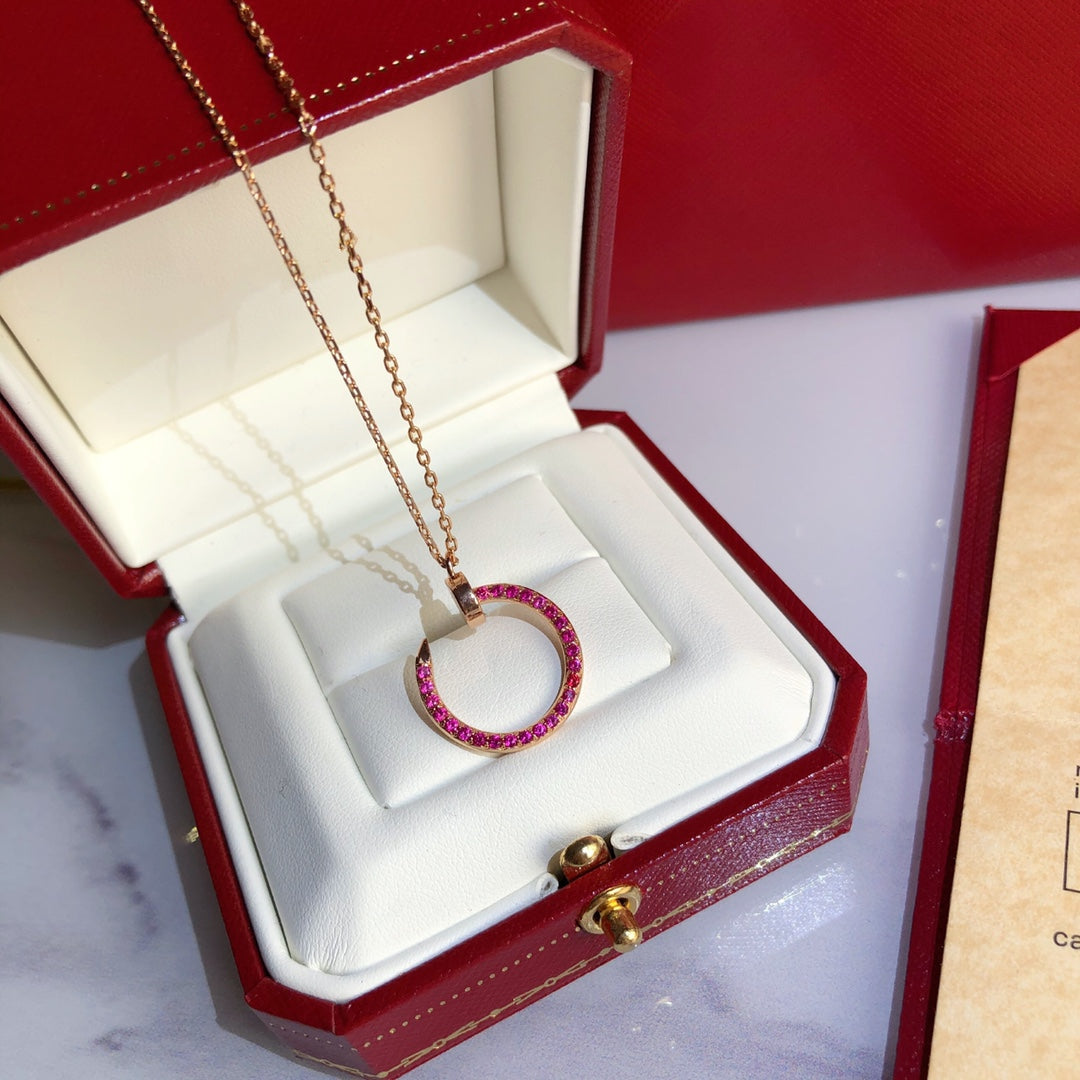 [✨Rose💎] JUSTE COLLIER OR DIAMANTS ROUGES