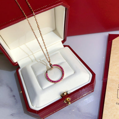 [✨Rose💎] JUSTE COLLIER OR DIAMANTS ROUGES