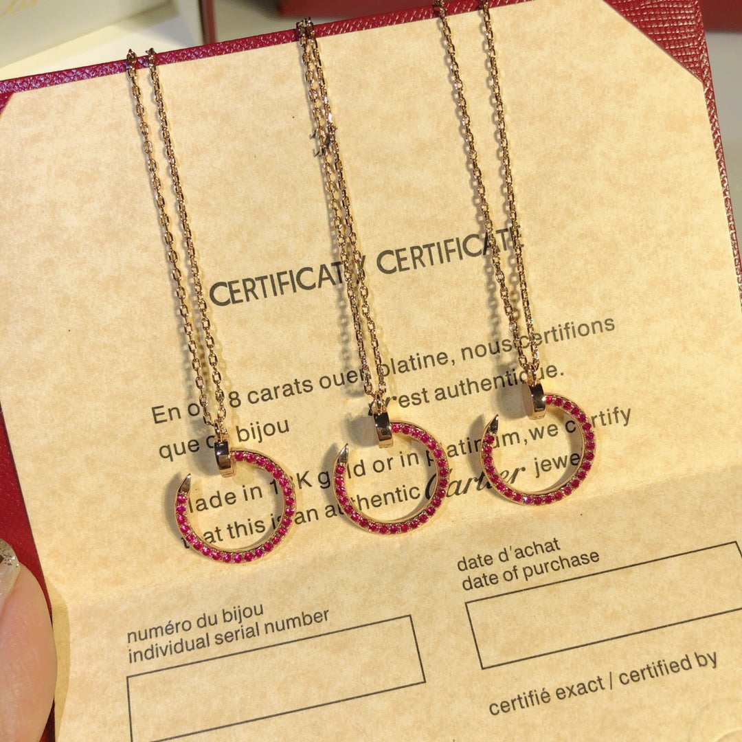 [✨Rose💎] JUSTE COLLIER OR DIAMANTS ROUGES