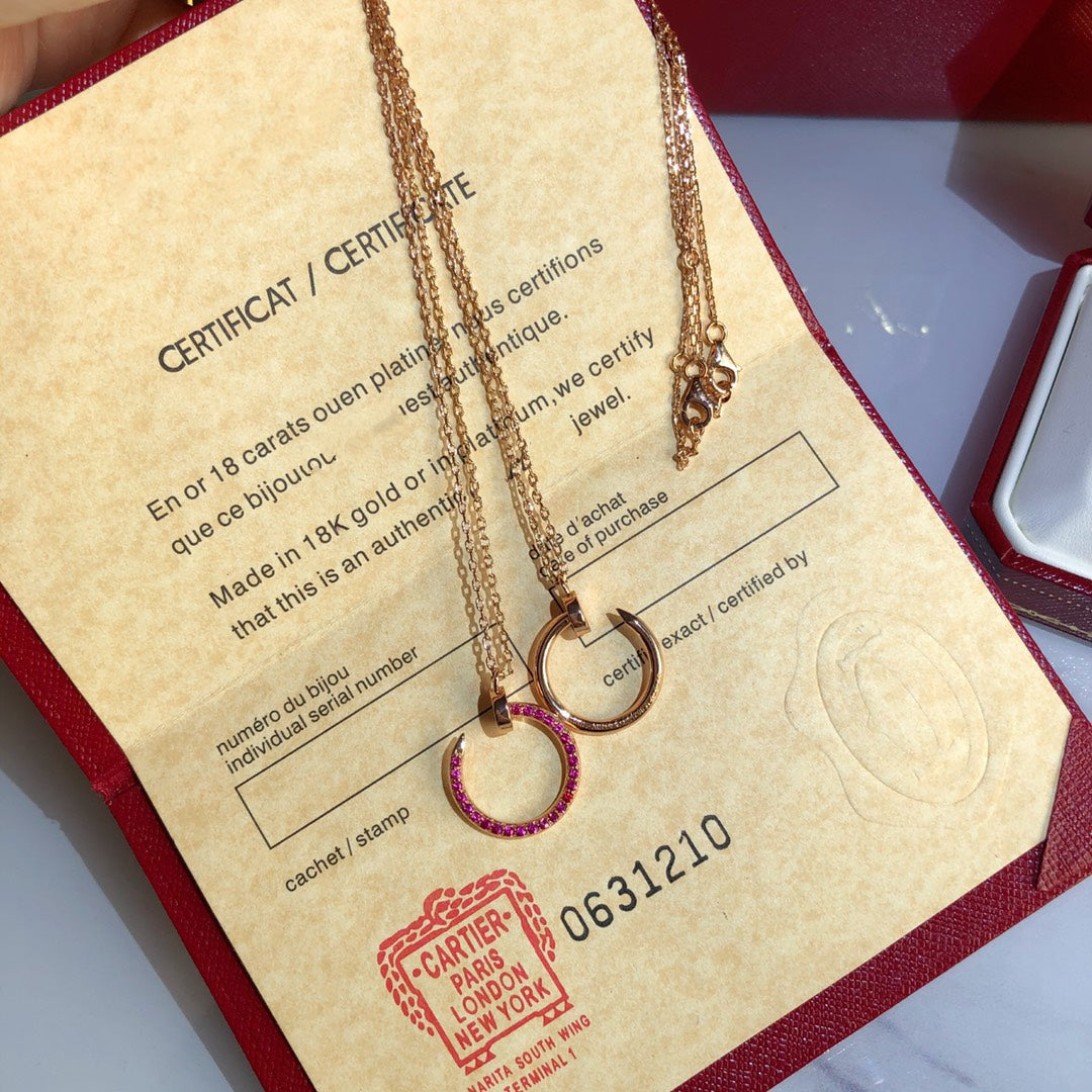 [✨Rose💎] JUSTE COLLIER OR DIAMANTS ROUGES