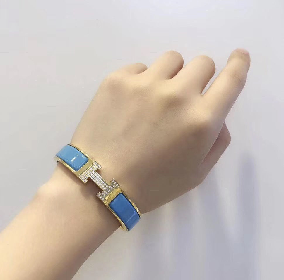 [✨Rose💎]H BRACELET BLEU NUAGE OR DIAMANT