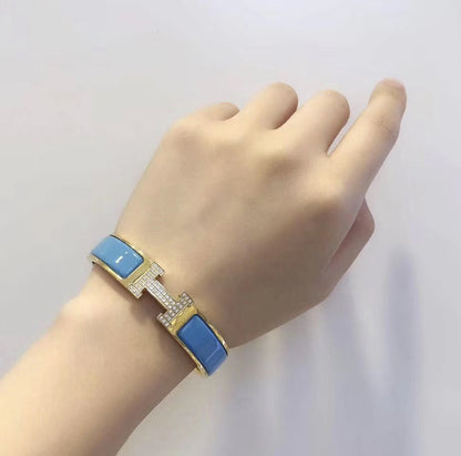 [✨Rose💎]H BRACELET BLEU NUAGE OR DIAMANT