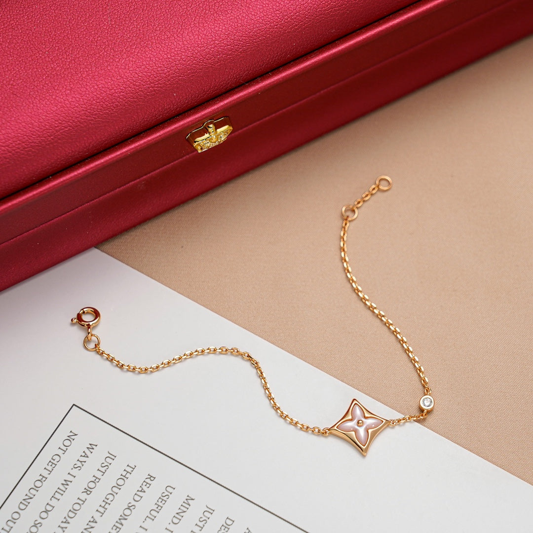 [✨Rose💎]STAR 1 DIAMOND PINK GOLD BRACELET