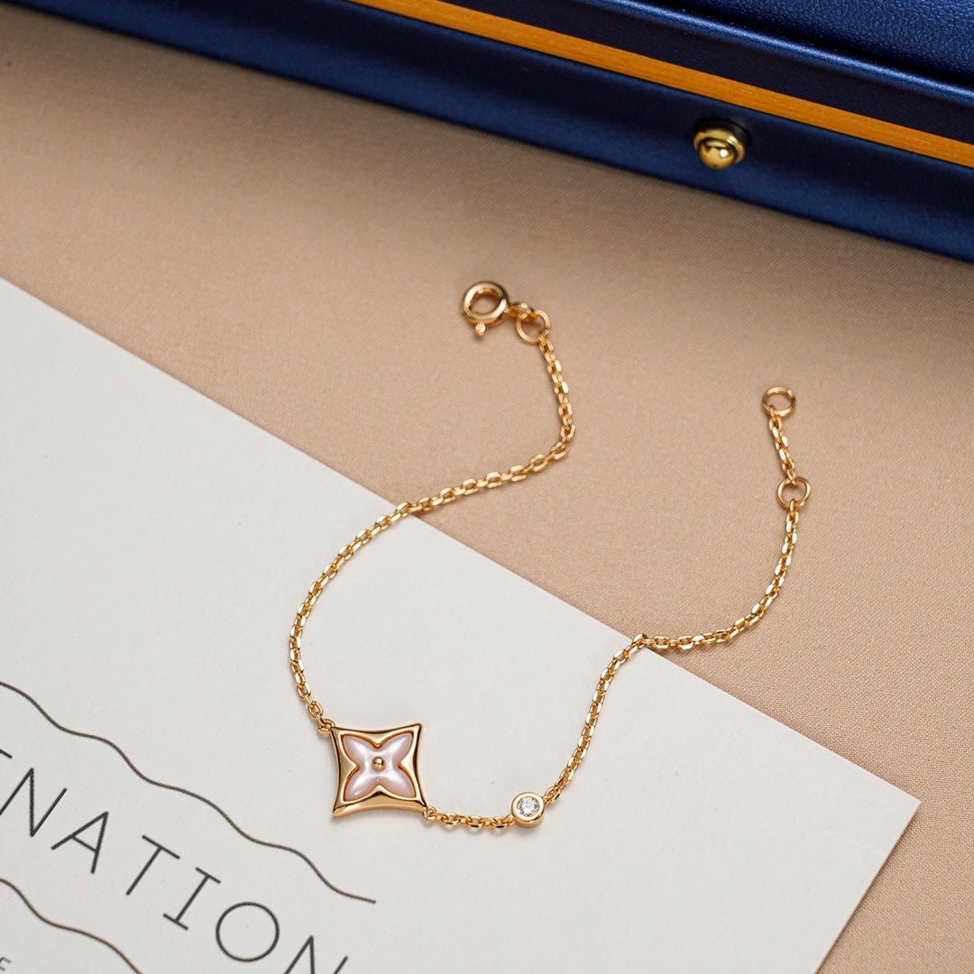 [✨Rose💎]STAR 1 DIAMOND PINK GOLD BRACELET