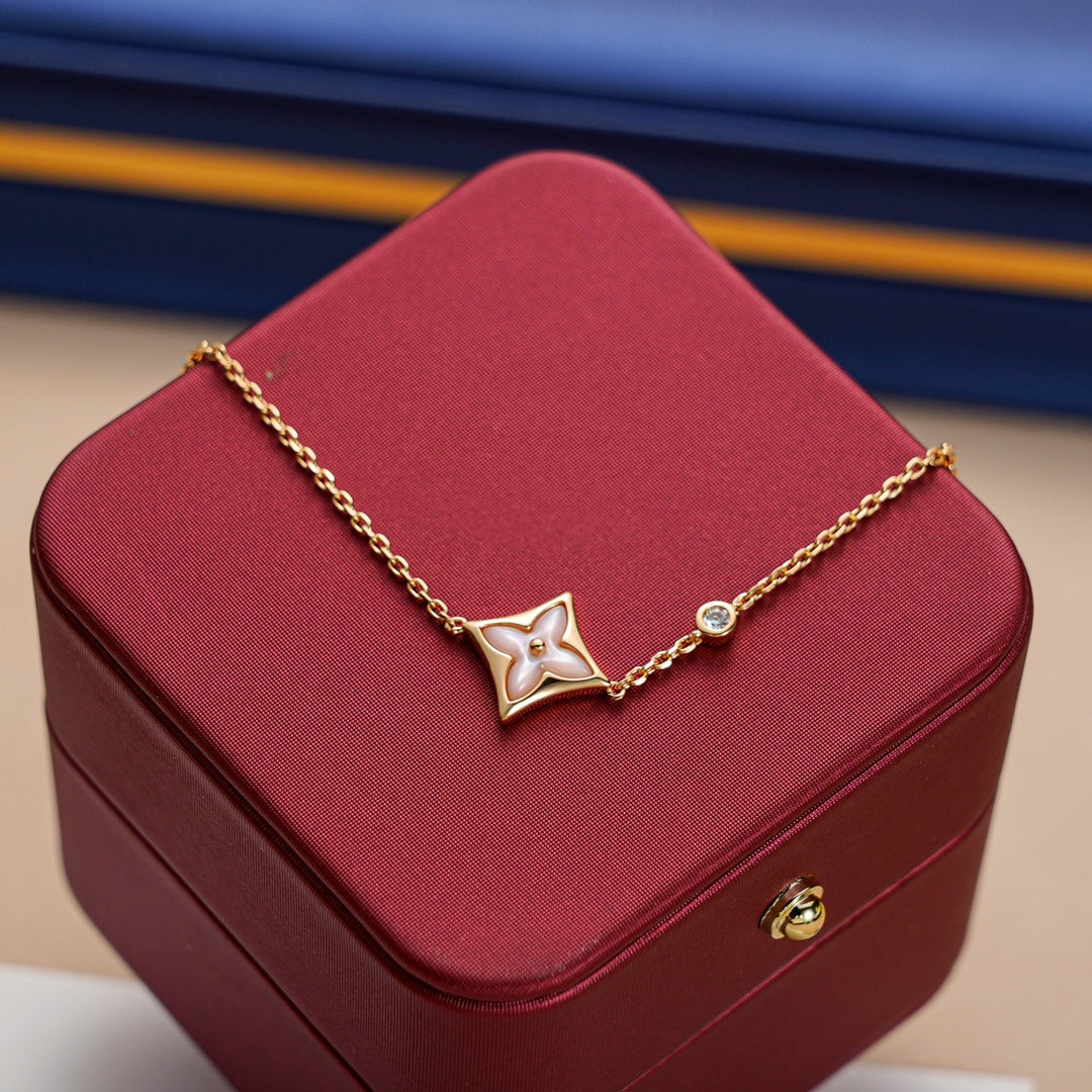 [✨Rose💎]STAR 1 DIAMOND PINK GOLD BRACELET