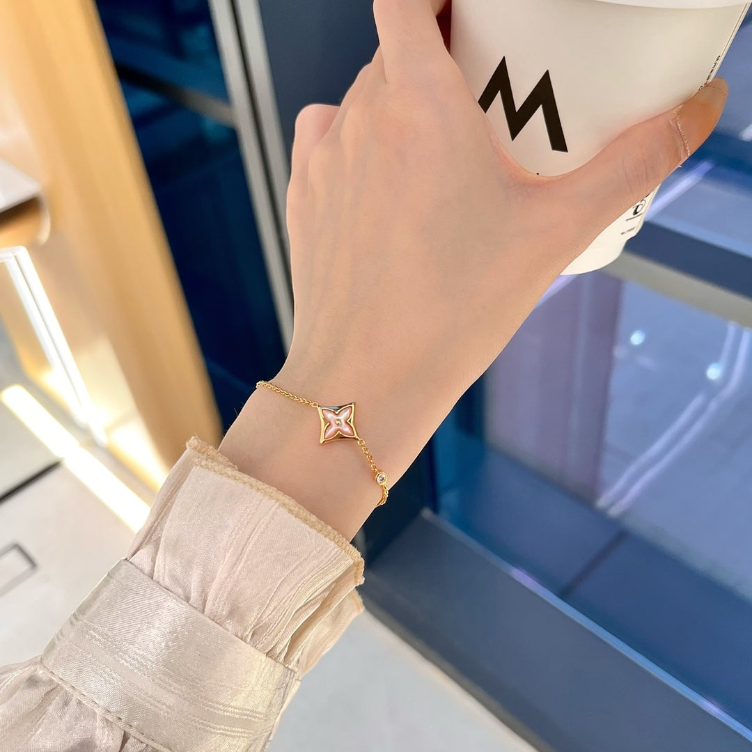[✨Rose💎]STAR 1 DIAMOND PINK GOLD BRACELET