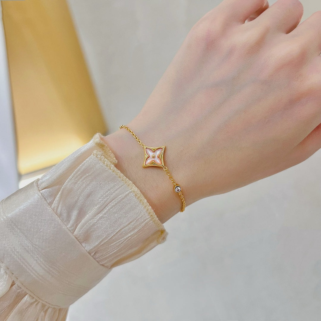 [✨Rose💎]STAR 1 DIAMOND PINK GOLD BRACELET