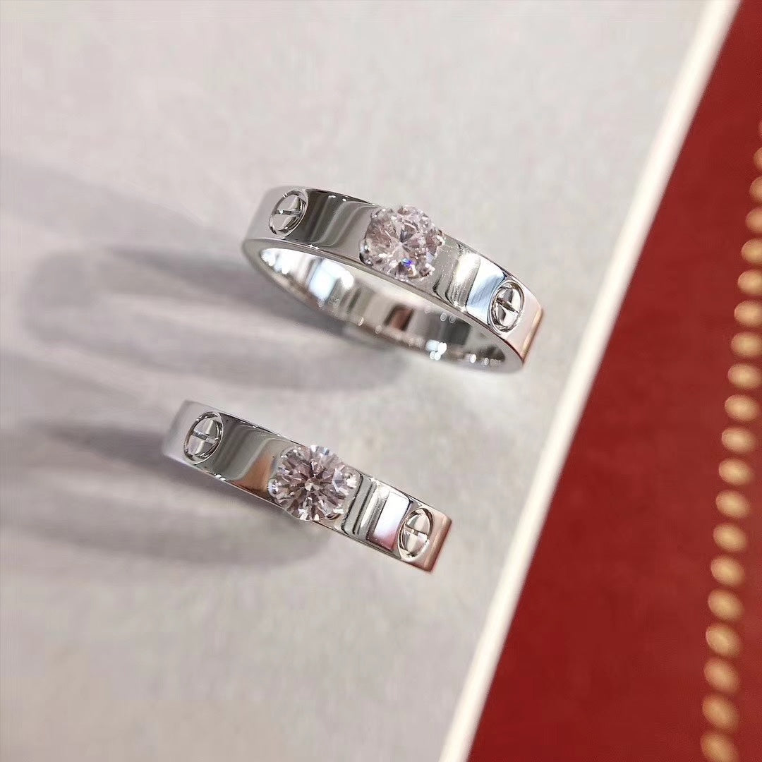 [✨Rose💎] BAGUE D'AMOUR 3,6 MM 1 GROS DIAMANT