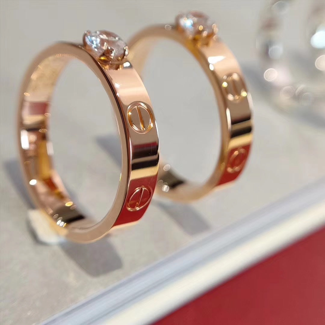 [✨Rose💎] BAGUE D'AMOUR 3,6 MM 1 GROS DIAMANT