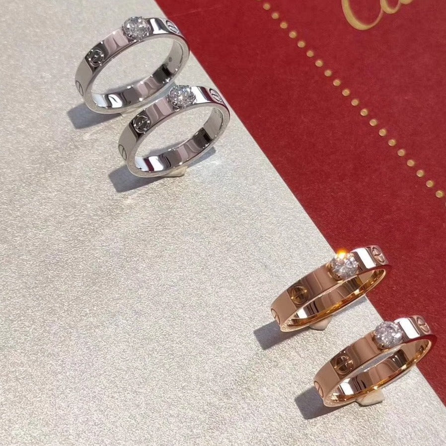 [✨Rose💎] BAGUE D'AMOUR 3,6 MM 1 GROS DIAMANT